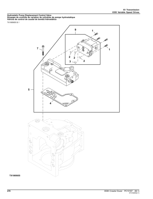 John Deere 850K Crawler Dozers (SN PIN: 1T0850KX_ _E195545-271265) Parts Catalog Manual - PC10187 - Image 3