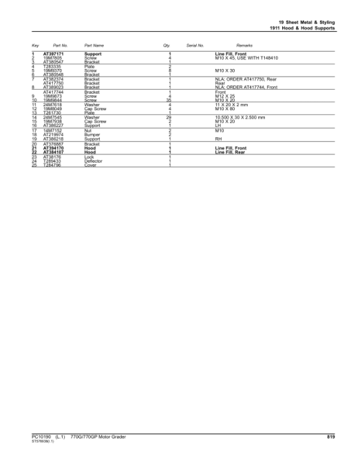 John Deere 770G, 770GP Motor Graders (SN E634380 - 656525) Parts Catalog Manual - PC10190 - Image 4