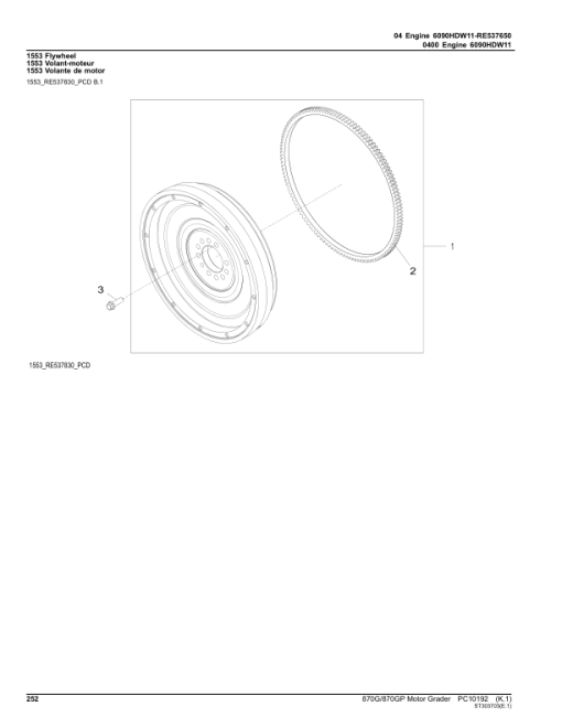 John Deere 870G, 870GP Motor Graders (SN E634754 - 656525) Parts Catalog Manual - PC10192 - Image 3