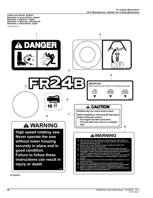 John Deere FR24B Felling Heads Parts Catalog Manual - PC10223 - Image 4