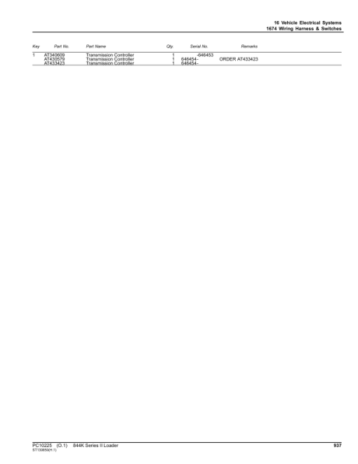 John Deere 844K Loaders (SN C642008 - 664095 & D642008 - 664095) Parts Catalog Manual - PC10225 - Image 2