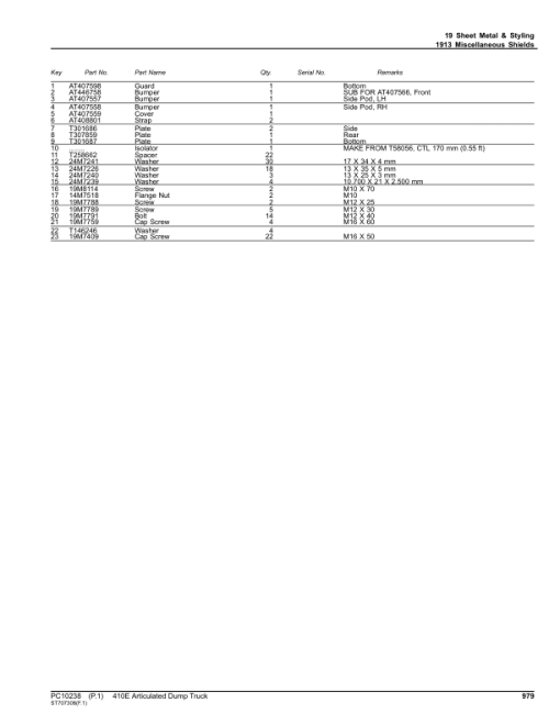 John Deere 410E Articulated Dump Trucks (SN C634583 - C668586 & D634583 - D668586) Parts Catalog Manual - PC10238 - Image 3