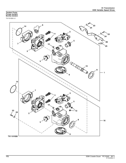 John Deere 550K Crawler Dozers (SN E217392-275527) Parts Catalog Manual - PC10240 - Image 3