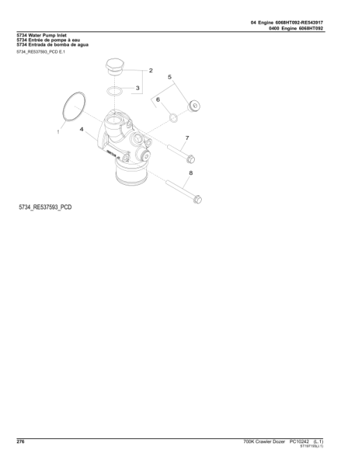 John Deere 700K Crawler Dozers (SN E217278-275435) Parts Catalog Manual - PC10242 - Image 4