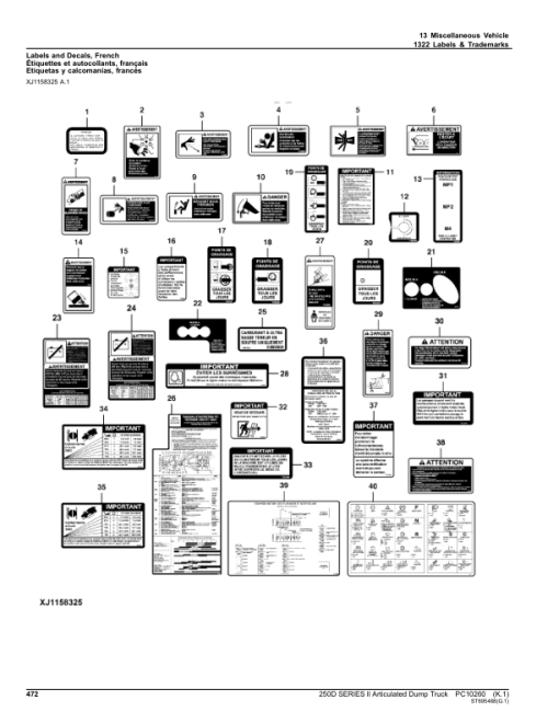 John Deere 250D Articulated Dump Trucks (SN PIN: 1DW250DX_ _E642001–) Parts Catalog Manual - PC10260 - Image 3