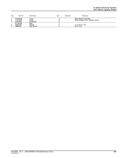 John Deere 250D Articulated Dump Trucks (SN PIN: 1DW250DX_ _E642001–) Parts Catalog Manual - PC10260 - Image 2