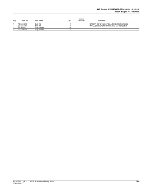 John Deere 370E Articulated Dump Trucks (SN E634583 - E668586) Parts Catalog Manual - PC10262 - Image 2