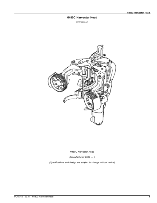 John Deere H480C Harvesting Heads (SN EJH480C001001-) Parts Catalog Manual - PC10342 - Image 2