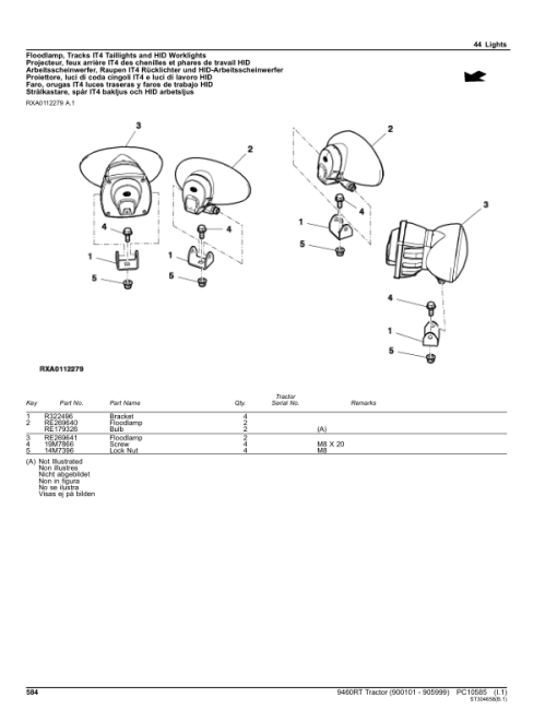 John Deere 9460RT Scraper Tractors (SN 900101-905999) Parts Catalog Manual - PC10585 - Image 2