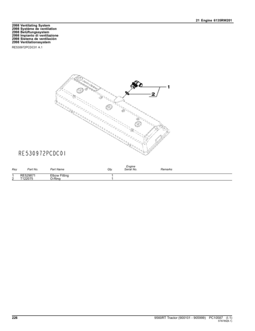 John Deere 9560RT Scraper Tractors (SN 900101-905999) Parts Catalog Manual - PC10587 - Image 2