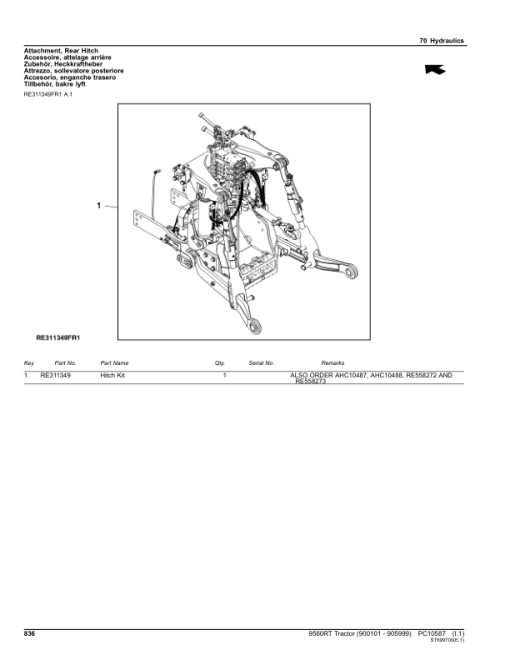 John Deere 9560RT Scraper Tractors (SN 900101-905999) Parts Catalog Manual - PC10587 - Image 3