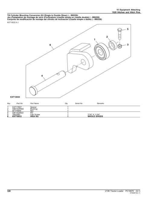 John Deere 210K Tractor Loader (SN 1T8210KX_ _E891000-) Parts Catalog Manual - PC10870 - Image 3