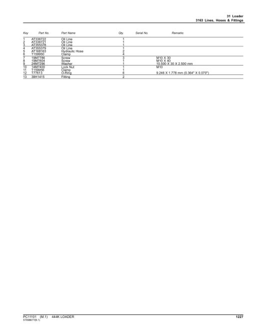 John Deere 444K Loaders (SN 1DW444K_ E642101-670307) Parts Catalog Manual - PC11101 - Image 3