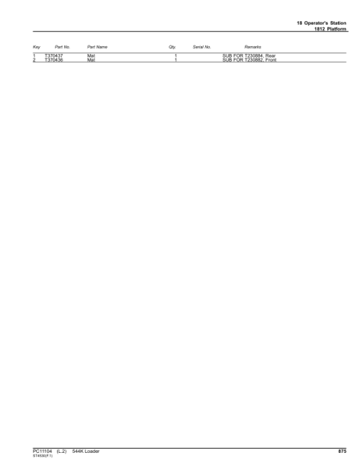 John Deere 544K Loaders (SN 642665-670307) Parts Catalog Manual - PC11104 - Image 3