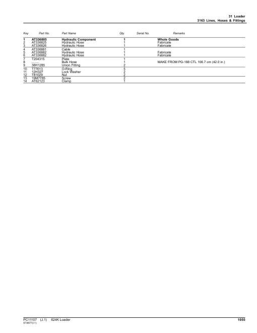 John Deere 624K Loaders (SN E642665-670307) Parts Catalog Manual - PC11107 - Image 2