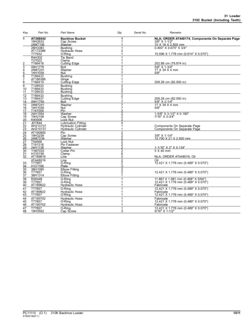 John Deere 310K Backhoes (SN E219607-E277404) Parts Catalog Manual - PC11110 - Image 3