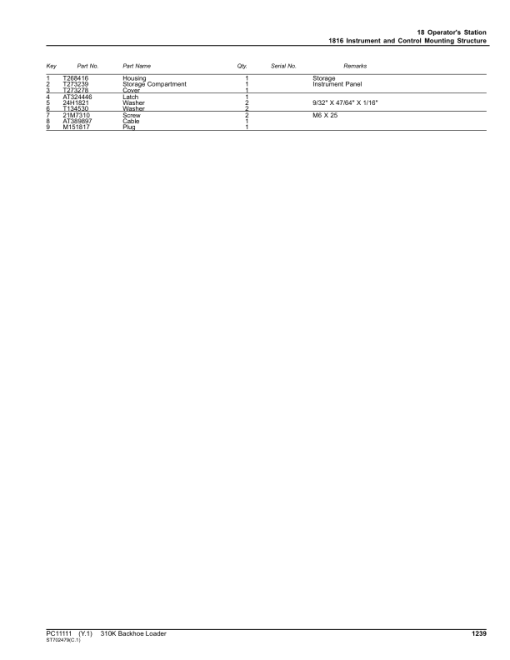 John Deere 310K Backhoes (SN C219607-C277404 & D219607-D277404) Parts Catalog Manual - PC11111 - Image 2