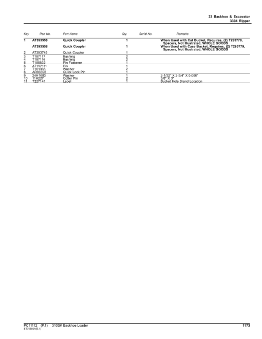 John Deere 310SK Backhoes (SN E219607-E277407) Parts Catalog Manual - PC11112 - Image 4