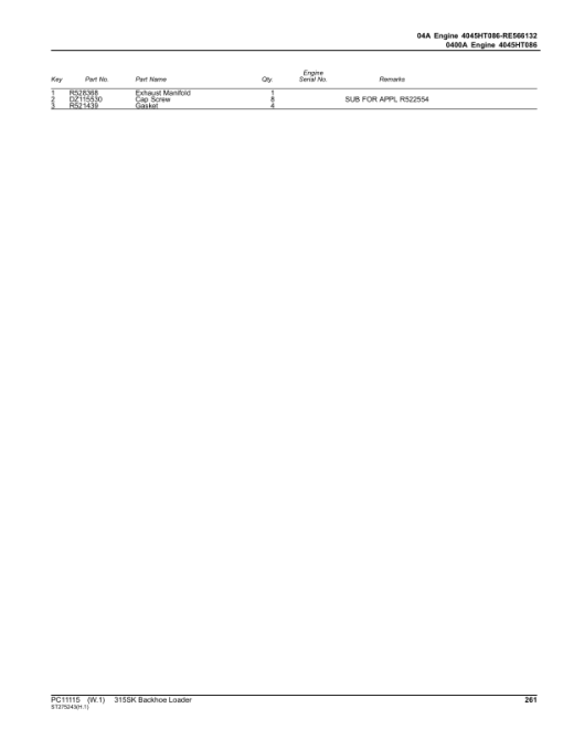 John Deere 315SK Backhoes (SN C219607-277141 & D229820-277141) Parts Catalog Manual - PC11115 - Image 3