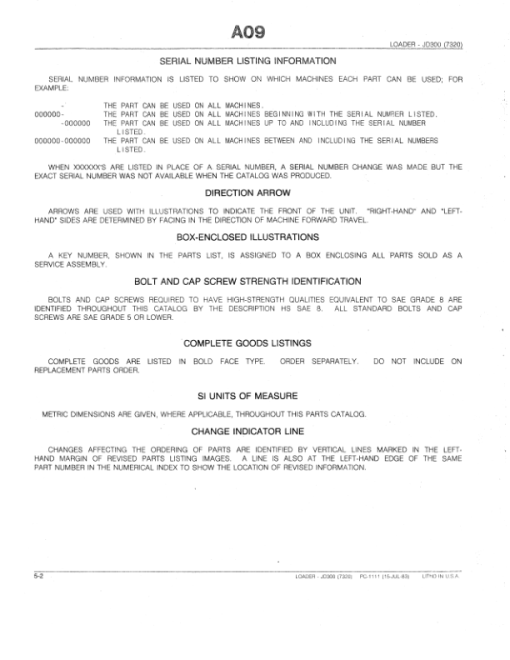 John Deere 7320 Attachments (7320 Loader Attachment only (Manufactured 1965-1973) Parts Catalog Manual - Image 2