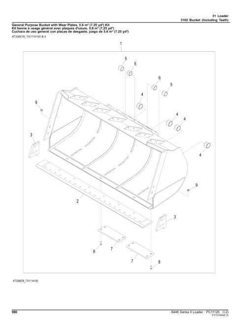 John Deere 844K Loaders (SN E645194 - 664097) Parts Catalog Manual - PC11126 - Image 3