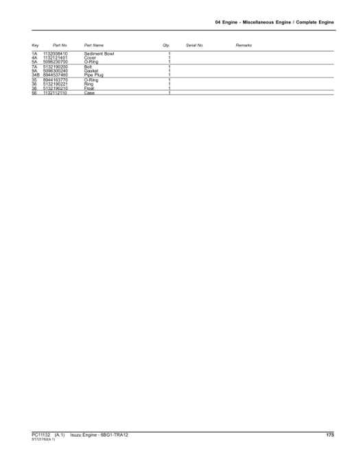 Isuzu 6BG1-TRA12 Engine Parts Catalog Manual - PC11132 - Image 2