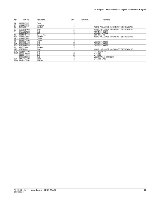 Isuzu 6BG1-TRA12 Engine Parts Catalog Manual - PC11132 - Image 4