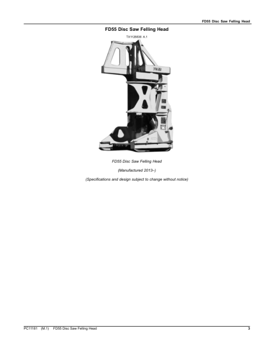 John Deere FD55 Felling Heads Parts Catalog Manual - PC11181 - Image 3