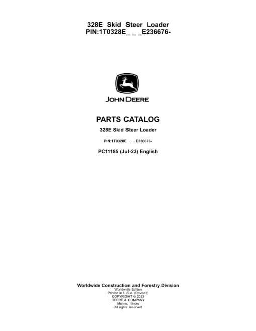 John Deere 328E Skid Steers (SN 1T0328E_ E236673-) Parts Catalog Manual - PC11185