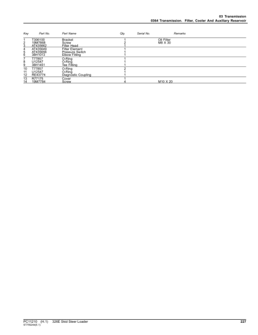 John Deere 326E Skid Steers (SN 1T0326E_ J247388-) Parts Catalog Manual - PC11210 - Image 3