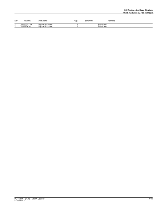 John Deere 204K Loaders (SN 1LU204KX_ _B030899-) Parts Catalog Manual - PC11214 - Image 4