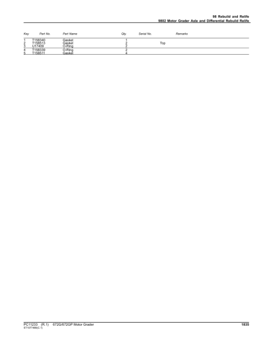 John Deere 672G, 672GP Motor Graders (SN F656526-) Parts Catalog Manual - PC11233 - Image 2