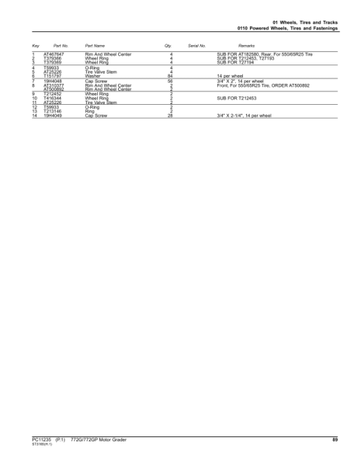 John Deere 772G, 772GP Motor Graders (SN F656526-) Parts Catalog Manual - PC11235 - Image 4