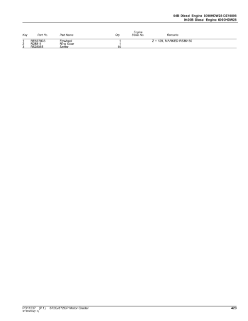 John Deere 870G, 872GP Graders (SN F656526-) Parts Catalog Manual - PC11237 - Image 3