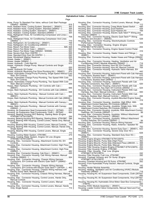 John Deere 319E Skid Steers (SN 1T0319E_ J249321-) Parts Catalog Manual - PC11240 - Image 2