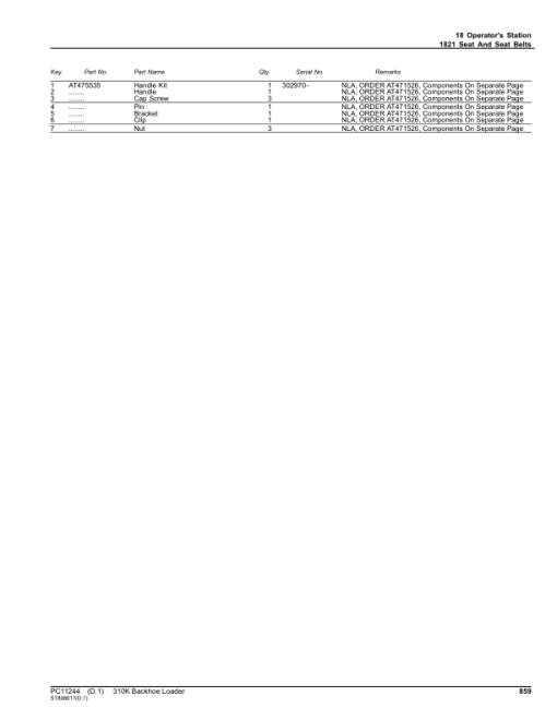 John Deere 310K Backhoes (SN 1BZ310KX_ _C000001) Parts Catalog Manual - PC11244 - Image 4