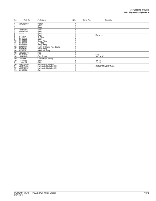 John Deere 870G, 870GP Graders (SN C656729- & D656729-) Parts Catalog Manual - PC11249 - Image 3