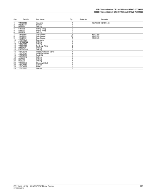 John Deere 870G, 870GP Graders (SN C656729- & D656729-) Parts Catalog Manual - PC11249 - Image 2