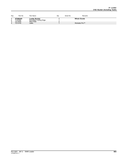 John Deere 544K Loaders (SN 1BZ544KX_ _D000001-) Parts Catalog Manual - PC11261 - Image 3