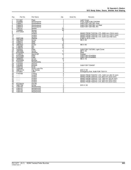 John Deere 953M Tracked Feller Bunchers (SN C271505-317981 & D271505-317981) Parts Catalog Manual - PC11277 - Image 2