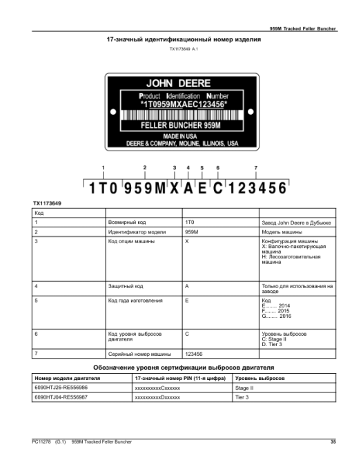 John Deere 959M Tracked Feller Bunchers (SN C271505-317981 & D271505-317981) Parts Catalog Manual - PC11278 - Image 3