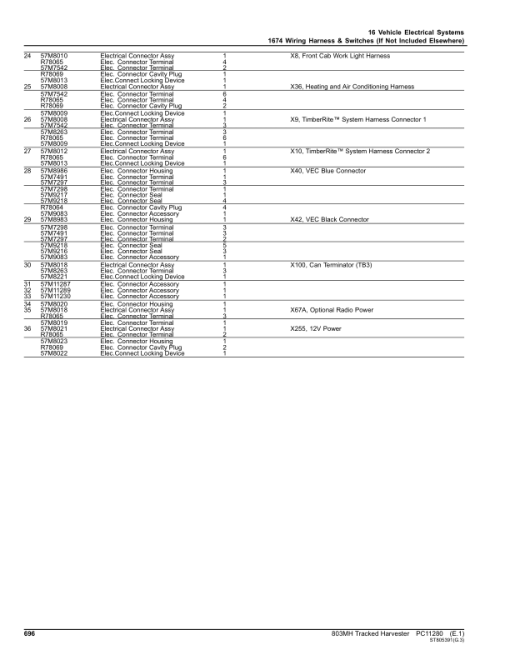 John Deere 803MH Tracked Harvesters (SN C270423- & D270423-) Parts Catalog Manual - PC11280 - Image 2