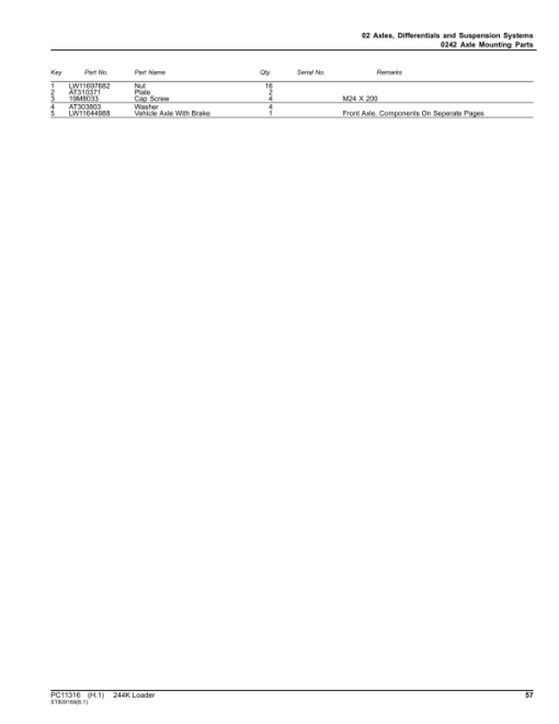 John Deere 244K Loaders (SN B034088-044118) Parts Catalog Manual - PC11316 - Image 2