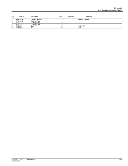 John Deere 324K Loaders (SN 1LU324K_ B034182-) Parts Catalog Manual - PC11317 - Image 4