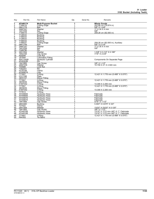 John Deere 310L Backhoe Loaders (SN G273920-329327) Parts Catalog Manual - PC11320 - Image 2