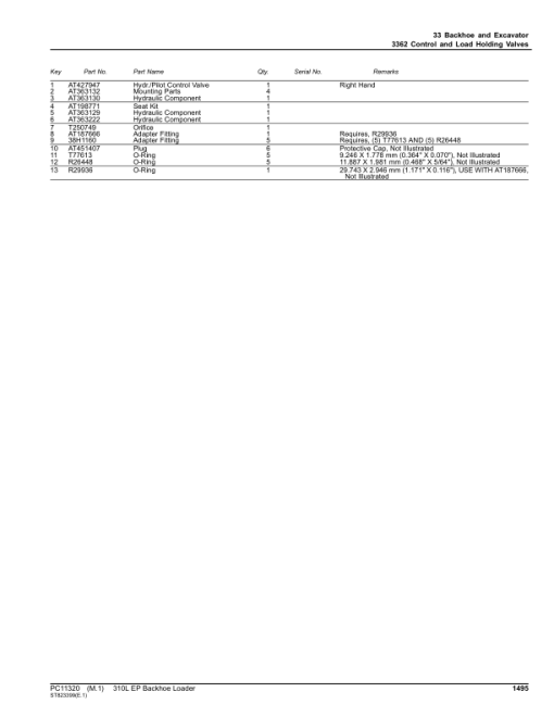 John Deere 310L Backhoe Loaders (SN G273920-329327) Parts Catalog Manual - PC11320 - Image 4