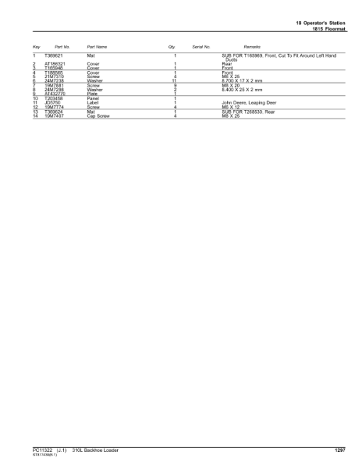 John Deere 310L Backhoe Loaders (SN C273920-390995 & D273920-390995) Parts Catalog Manual - PC11322 - Image 2