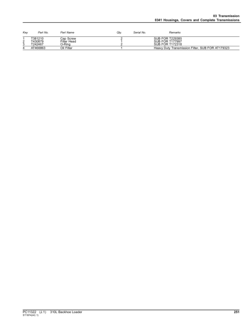 John Deere 310L Backhoe Loaders (SN C273920-390995 & D273920-390995) Parts Catalog Manual - PC11322 - Image 4