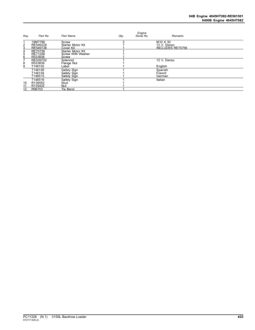 John Deere 315SL Backhoe Loaders (SN F273920-390995) Parts Catalog Manual - PC11326 - Image 4