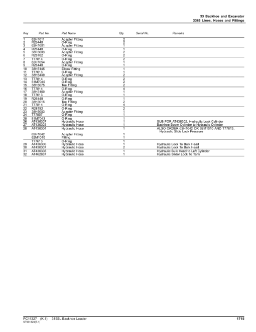 John Deere 315SL Backhoe Loaders (SN C273920-390995 & D273920-390995) Parts Catalog Manual - PC11327 - Image 3